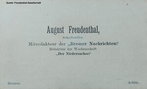 Bild vergr&ouml;&szlig;ern: Visitenkarte von August Freudenthal.