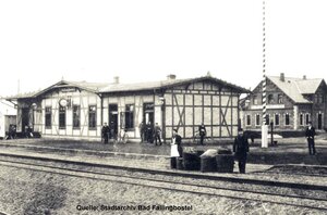 Bild vergr&ouml;&szlig;ern: 1896 erhielt Fallingbostel Anschluss an das Eisenbahnnetz. Das war f&uuml;r Handel und Gewerbe, aber auch die Landwirte, die Produkte in die Gro&szlig;st&auml;dte liefern wollten, wichtig. Der Fremdenverkehr konnte jetzt aufbl&uuml;hen.