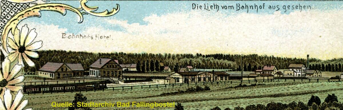 Bild vergrößern: Die Lieth vom Bahnhof ausgesehen - Postkarte aus dem Jahr 1898