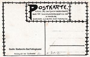 Bild vergrößern: Rückseite der Postkarte vom "Heidegrab bei Südbostel"