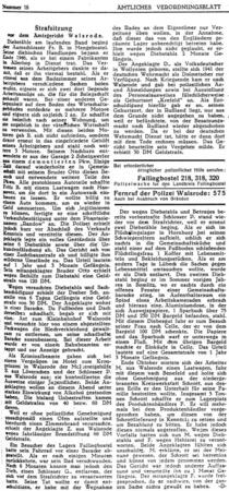 Bild vergrößern: Bericht über die Strafsitzung vor dem Amtsgericht in der Ausgabe des "Amtlichen Verordnungsblatts" vom 12. März 1949