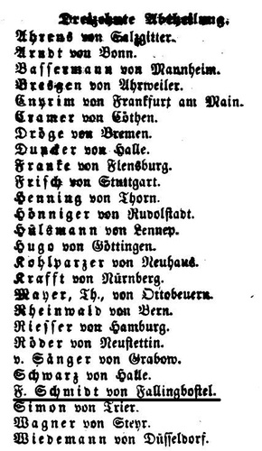 Bild vergrößern: Friedrich Schmidts Zuordnung zur 13. Abteilung der Nationalvesrsammlung 1848 (Stenographischer Bericht)