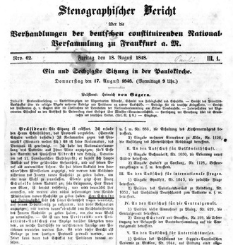 Bild vergrößern: Friedrich Schmidts Ausscheiden aus der Nationalversammlung (Stenographischer Bericht)