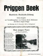 Bild vergrößern: Erste Seite des "Priggen Beek" - Die gesamte Hochzeitszeitung kann über den Link als PDF-Dokument eingesehen werden.