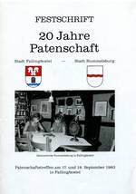 Bild vergrößern: Festschrift 20 Jahre Patenschaft Stadt Fallingbostel - Stadt Rummelsburg (Titelseite)