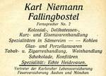 Bild vergrößern: Karl Niemann - Anzeige um 1925
